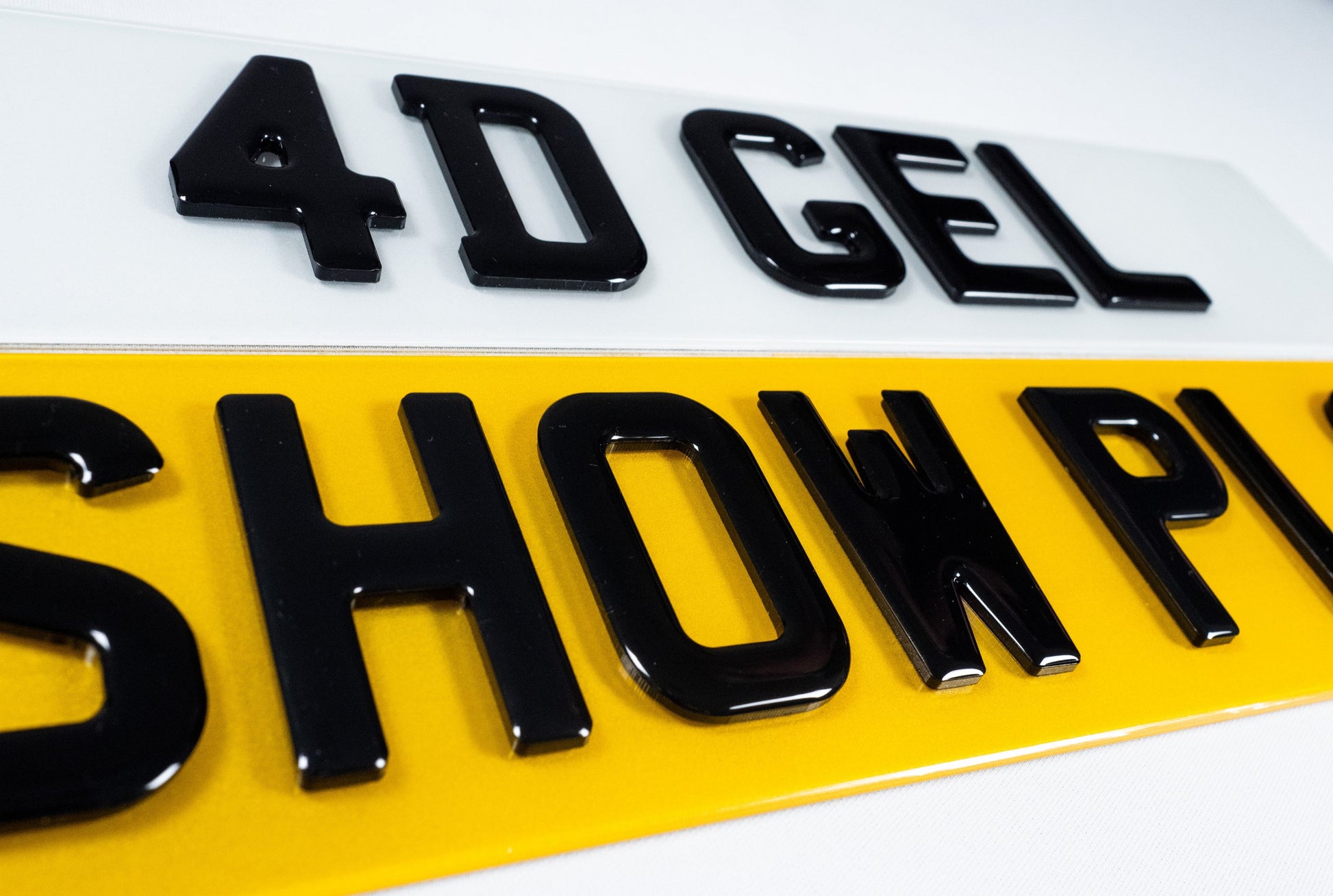 4D number plates with gel finish